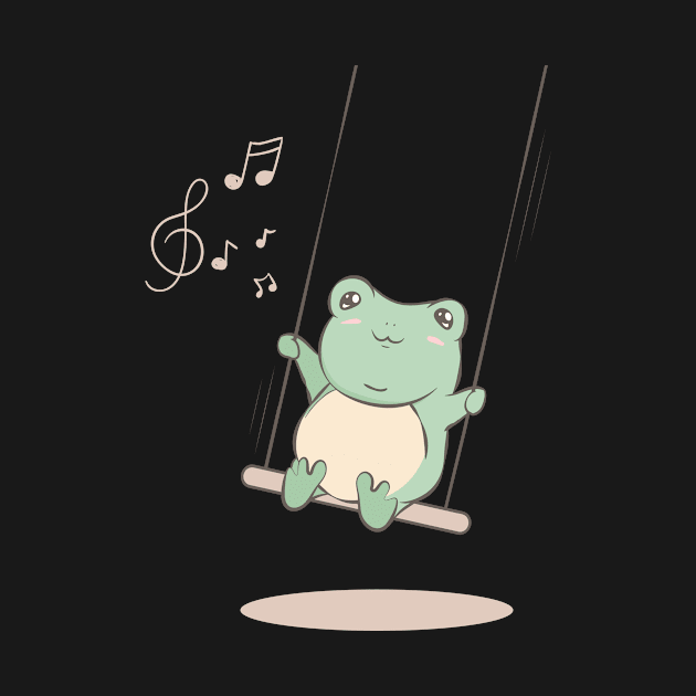 Cottagecore Aesthetic Kawaii Frog Music Notes by Alex21