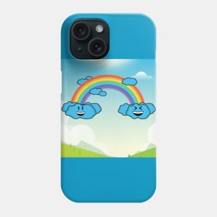 Fantasy Two Blue Clouds Happy With Rainbow Phone Case