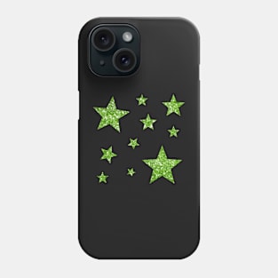 Green Faux Glitter Stars Phone Case