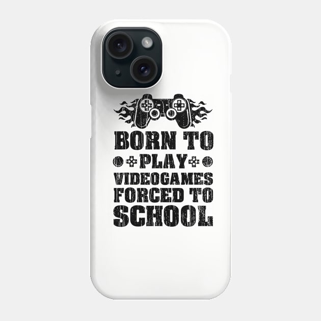 Born To Play Videogames Forced To School // Black Phone Case by Throbpeg