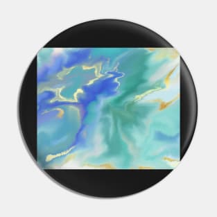 Digital Abstract in Turquoise, Indigo, and Gold Pin