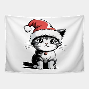 Cat with Christmas Hat Tapestry