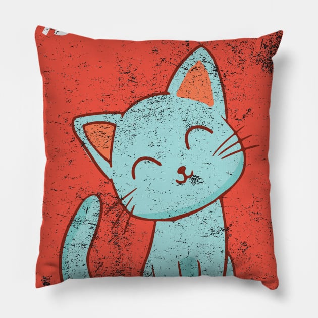 'Vintage Japanese Kawaii Cat' Cool Japanese Cats Pillow by ourwackyhome