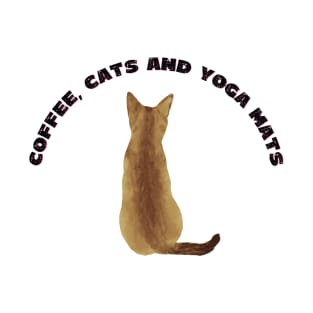 Coffee cats and yoga mats funny yoga and cat drawing T-Shirt