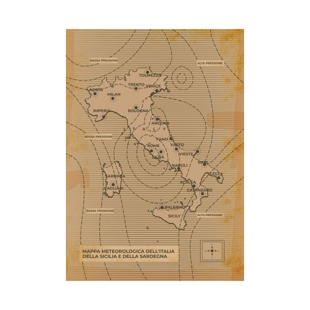 Vintage weather map of Italy by nickemporium1