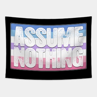 Assume Nothing Bigender Pride Flag Tapestry