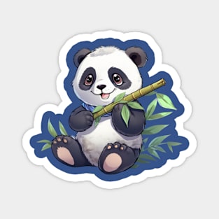 Cute Baby Panda with Bamboo Magnet