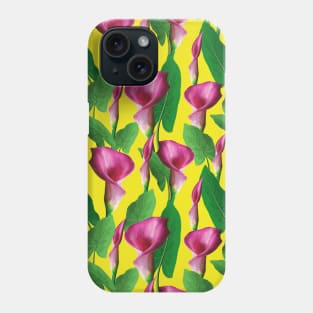 Watercolor Calla Lily Pattern On Yellow Background Phone Case