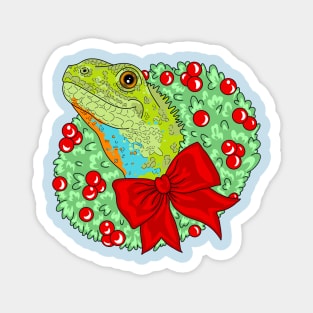 Lizard Be Merry Christmas With Background Magnet