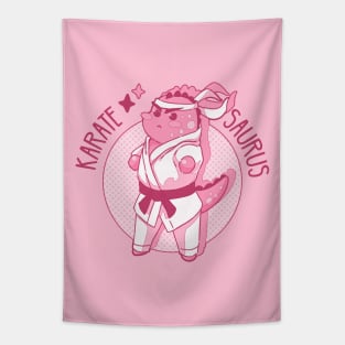 The cute pink Karatesaurus (Dinosaur and karate) Tapestry