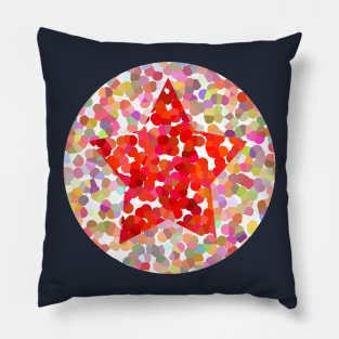 Red Dotty Star on Pink Pillow