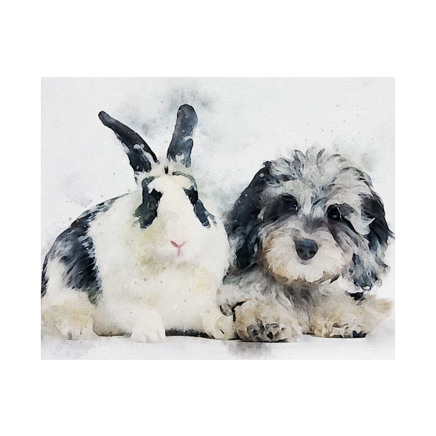 Bunbun and Doggo Watercolor by joanniecandi