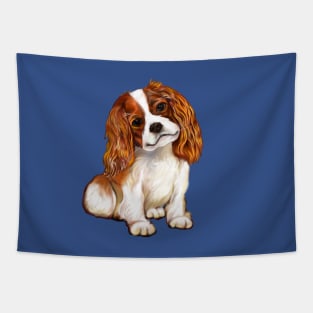 Cavalier King Charles spaniel cute tan and white puppy dog - puppy love Tapestry