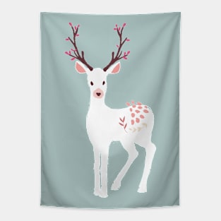 White Christmas Deer Tapestry