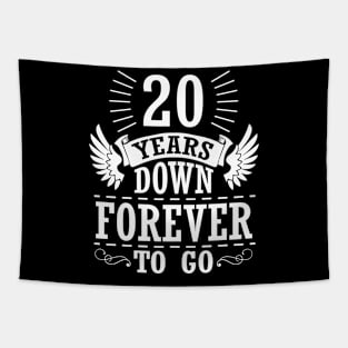 20 Years Down Forever To Go Happy Wedding Marry Anniversary Memory Since 2000 Tapestry