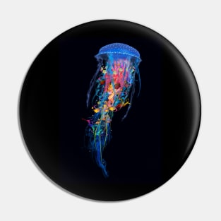 El;ectric Blue Jellyfish Pin