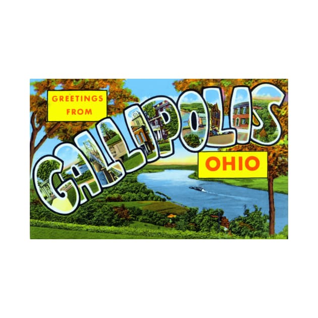 Greetings from Gallipolis, Ohio - Vintage Large Letter Postcard by Naves