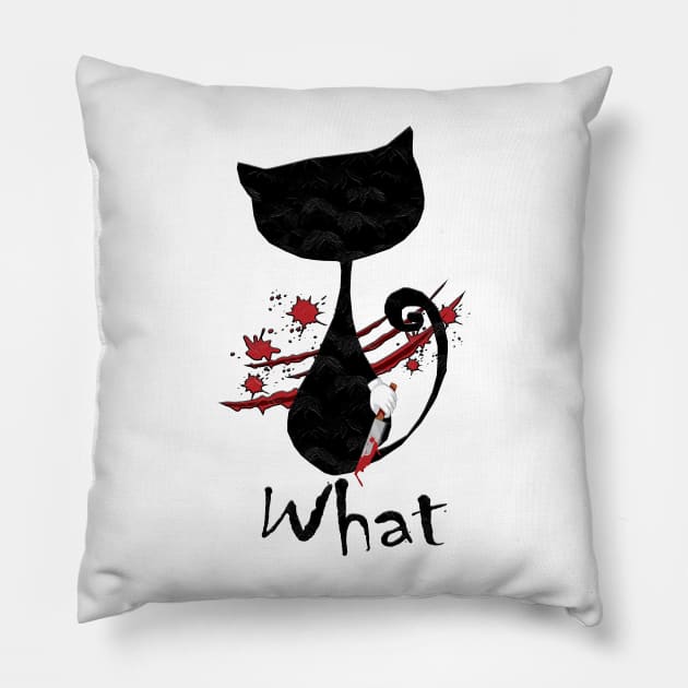 Cat What Murderous Black Pillow by Dbshirt