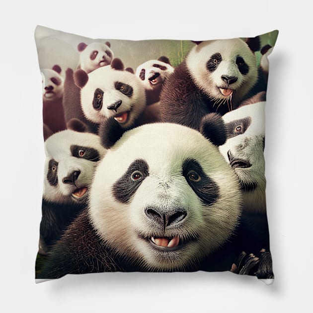 Panda Bear Wild Nature Funny Happy Humor Photo Selfie Pillow by Cubebox