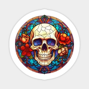 Stained Glass Floral Skull #4 Magnet