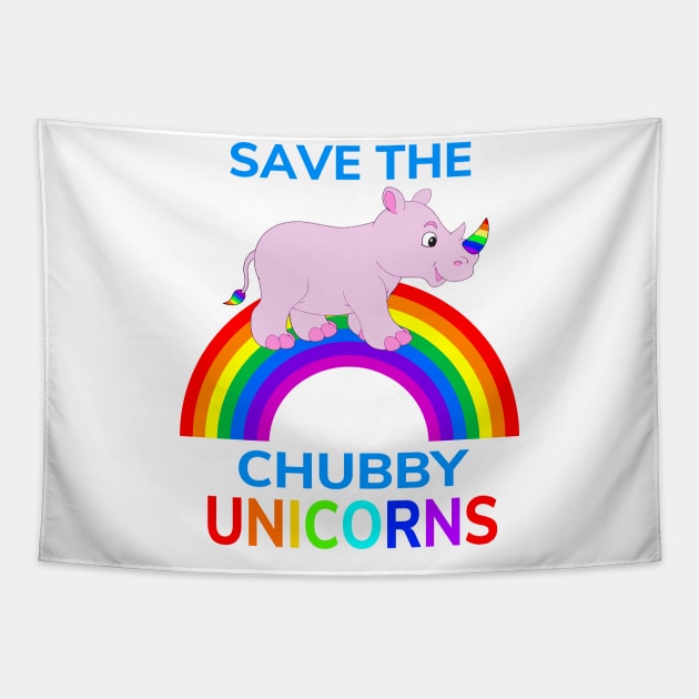 Save The Chubby Unicorns T-Shirt - Funny Rhino Tee For Kids Tapestry by Ilyashop