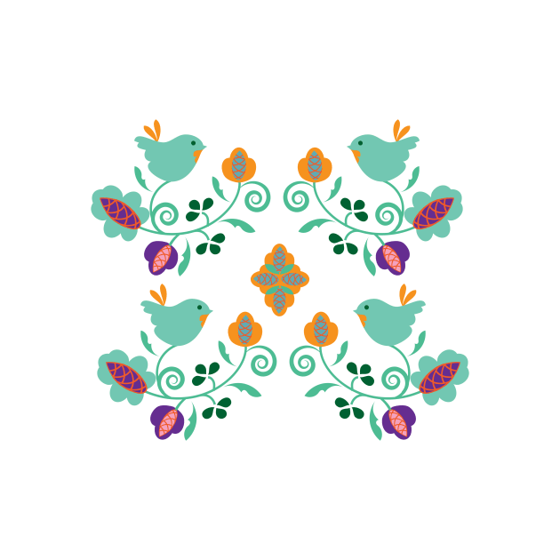 Cute Birds on Branches Pattern by oknoki