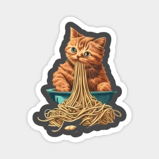 CAT EATING SPAGHETTI Magnet