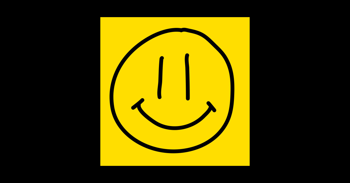 Smiley face black and yellow background - Smiley Face - Sticker | TeePublic