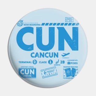 Vintage Cancun CUN Airport Code Travel Day Retro Travel Tag Mexico Pin