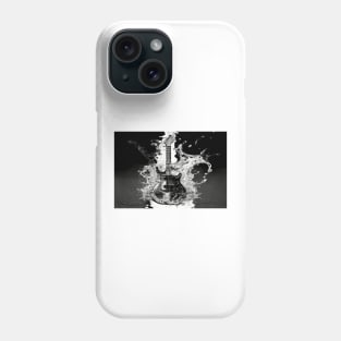 Commercial Guitar Art With Water and Flames In Black & White Phone Case