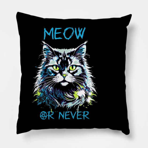 Meow or Never Pillow by Junomoon23