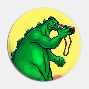 Animated Godzilla With Binoculars Pin