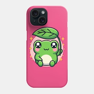 Kawaii Frog Holding a Leaf Cute Baby Toad Amphibian Lover Phone Case