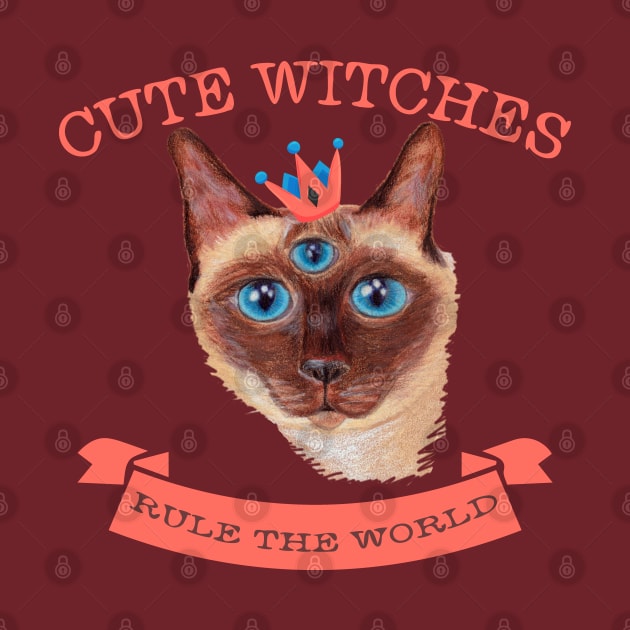 Cute Witches rule the world three eyed cat by tatadonets