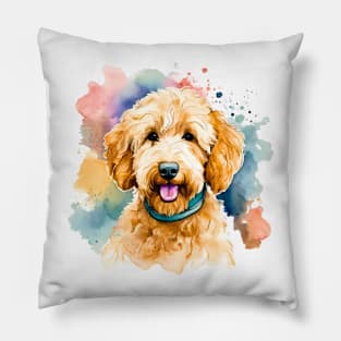 Adorable Goldendoodle Watercolor Pillow