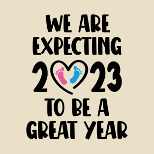 New Baby Announcement Future Mom & Dad, We Are Expecting 2023 to Be a Great Year - Christmas Pregnancy Gift Gender Reveal Party T-Shirt