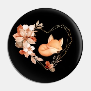 Cute Fox Floral Pin