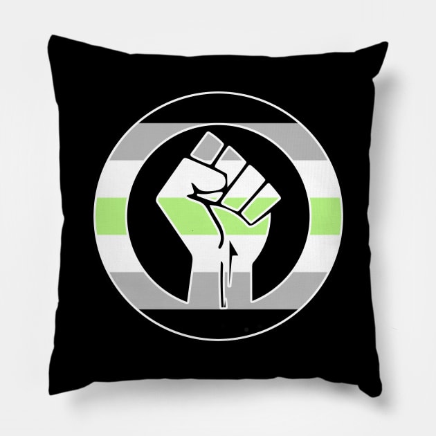 Black Lives Matter Fist Circled LGBTQ Flag Agender Pillow by aaallsmiles