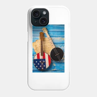 American And Black Banjo With Sheet Music Phone Case