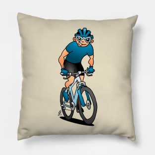 MTB - Mountain biker on his mountainbike Pillow