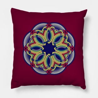 Circle Round Mandala Colorful Pillow