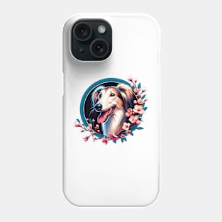 Saluki's Spring Delight Amid Cherry Blossoms Phone Case