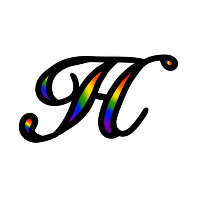 Rainbow Cursive Letter H by JennaBunnies