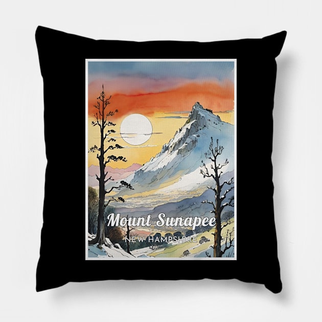 Mount Sunapee ski New hampshire usa Pillow by UbunTo
