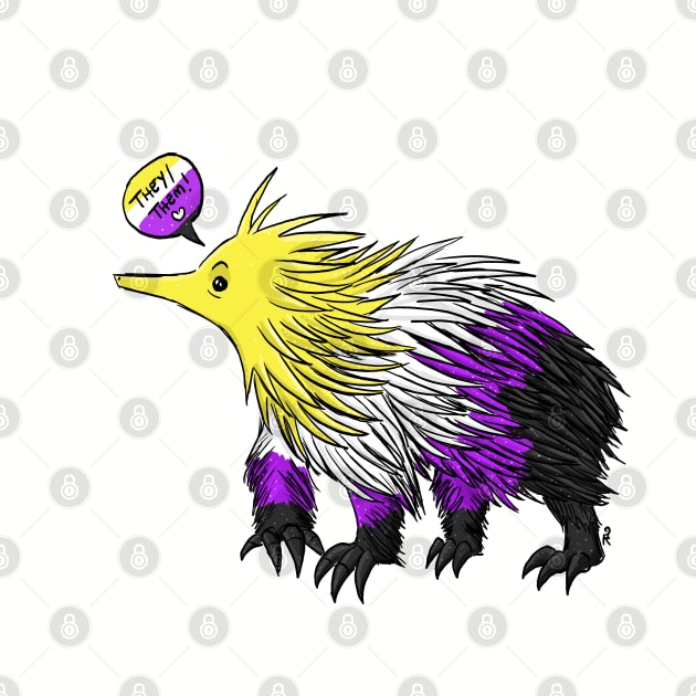 Nonbinary Echidna with Pronouns by manicgremlin