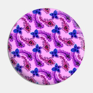 Peacock Neck Gator Pink Purple Blue Peacock Feathers Pin