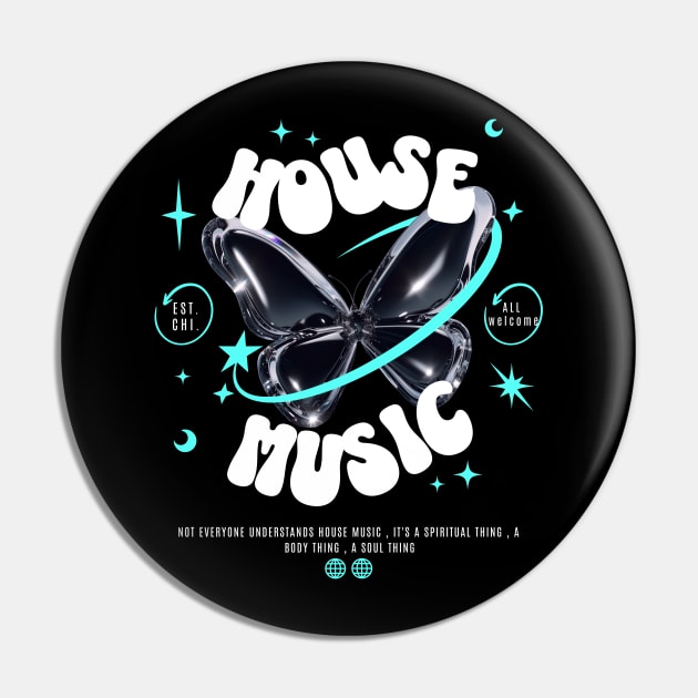 HOUSE MUSIC  - Butterfly Y2K Steez (white/blue) Pin by DISCOTHREADZ 