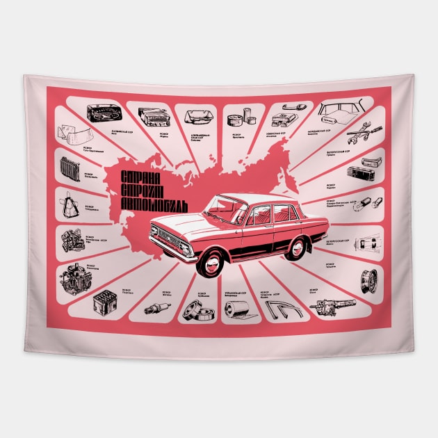 MOSKVITCH - Russian car ad Tapestry by Throwback Motors
