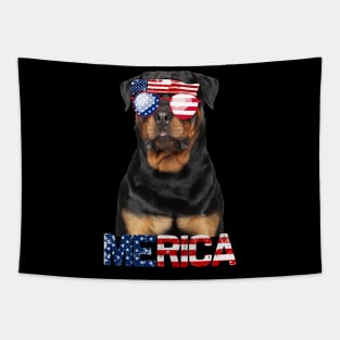 Merica Rottweiler Dog American Flag 4Th Of July Tapestry