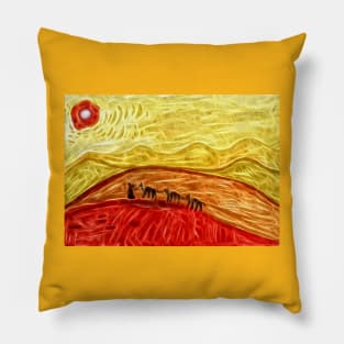 Caravan in Hot Desert Pillow